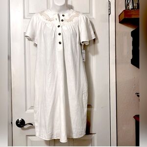 Sonoma Linen Blend Cream Color MIDI Peasant Dress Sz S